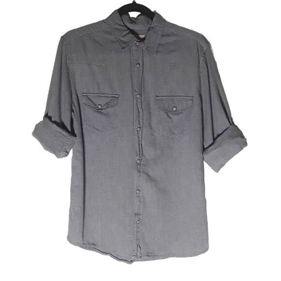 Colours Alexander Julian Men Shirt Medium Gray Casual Roll Tab Retro Streetwear - Picture 1 of 11